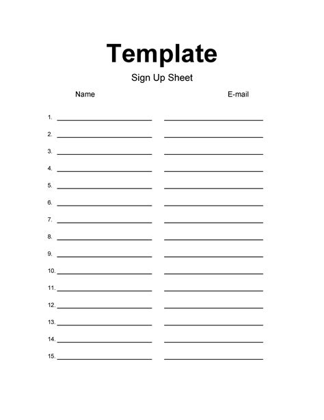 Sign Up Sheet Template Free Sheet Templates - Riset