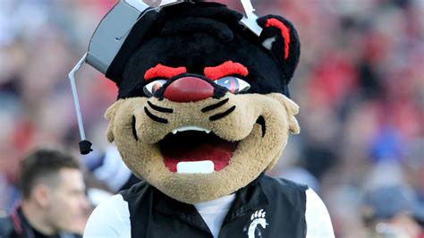 Cincinnati Bearcat mascot stiff-arms 4th-graders at Bengals halftime