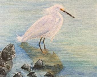 Items similar to Original Painting Great White Heron Bird Wildlife ...