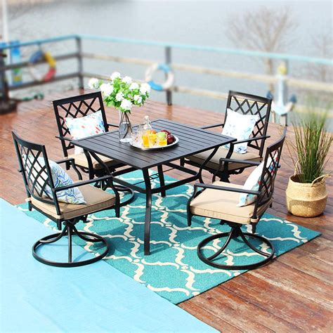 MF Studio Outdoor Patio Furniture 5 piece Dining Set With 37 Inches ...