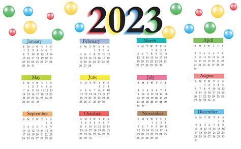 2023, Calendar for the year with months, weeks, days, weekends and ...