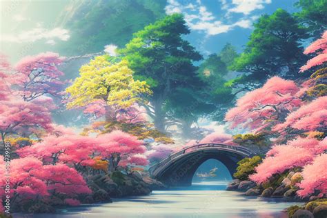 Anime Scenery Cherry Blossoms Background