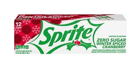 Sprite Zero Sugar Winter Spiced Cranberry Soda, Holiday Flavor, 24 Pack ...