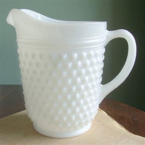 SALE Vintage White Milk Glass Hobnail Pitcher