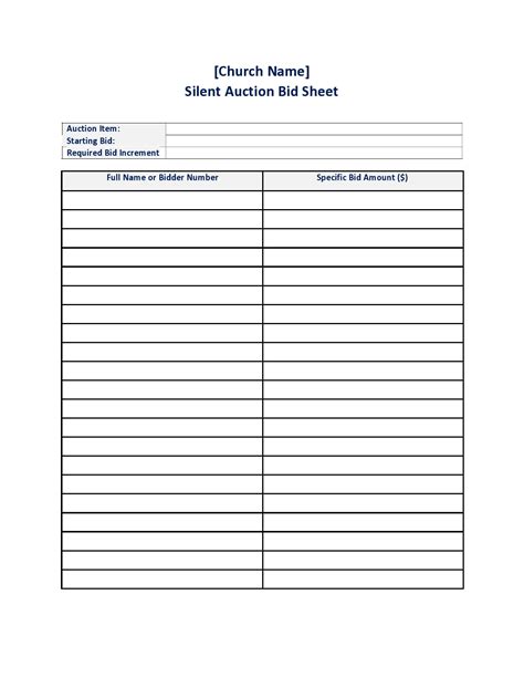 Silent Auction Forms Printable - Printable Forms Free Online