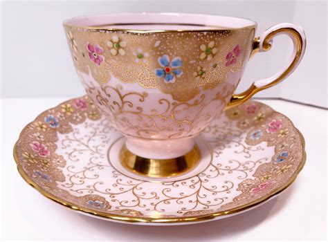 Tuscan Pink Tea Cup and Saucer, Pink Gold Cups, Antique Tea Cups ...