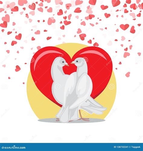 Doves Symbol of Love Valentine Postcard with Birds Stock Vector ...