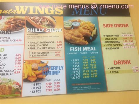 Menu at Atlanta Wings restaurant, Lithia Springs, 612 Thornton Rd