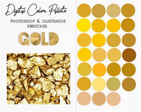 Gold Swatches Photoshop & Illustrator Color Palette Adobe | Etsy