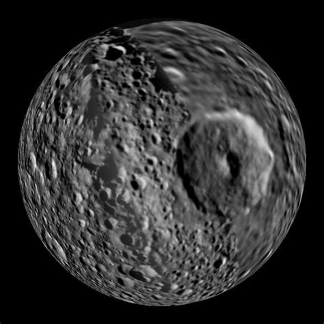 Mimas, one of the moons of Saturn | Saturns moons, Saturn, Astronomy