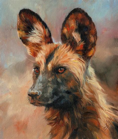 African Wild Dog Painting by David Stribbling