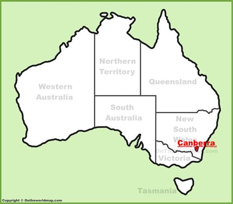 Canberra location on the Australia Map - Ontheworldmap.com