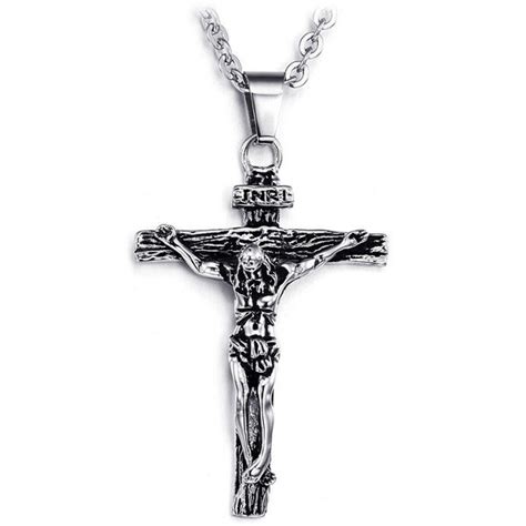 Men 316l stainless steel jesus cross pendant metal chain necklace Sale ...