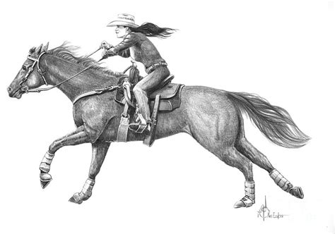 cowgirl on horse drawing - kaycandles