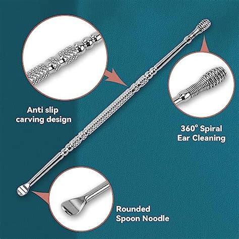 Spiral Ear Wax Remover Kit - Double-Ended Metal Ear Cleaner for Easy ...