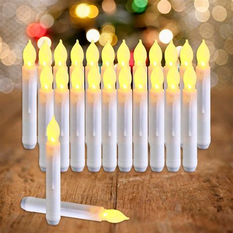 NEWEEN Set of 24 Flamelesss LED Taper Candles with Warm White ...