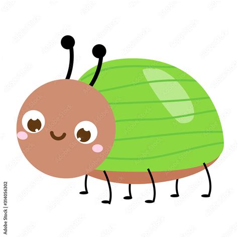 Cartoon beetle. Cute insect bug character. Vector illustration Stock ...