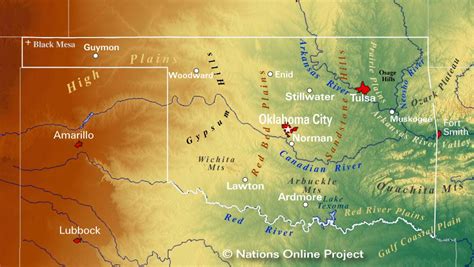 Map of the State of Oklahoma, USA - Nations Online Project