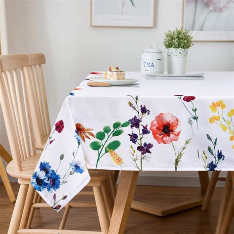 Amazon.com: Sunm Boutique Watercolor Wild Flowers Tablecloth, Spring ...