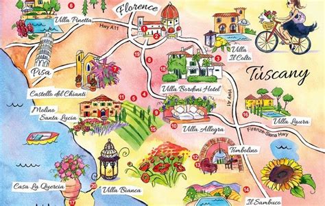 A detailed Map of Tuscany Italy, showing main cities, villages, resorts ...