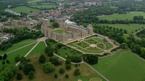 6K stock footage aerial video of orbiting historic Windsor Castle and ...