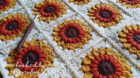 CROCHET PATTERN Sunflower Granny Square Blanket Digital ...