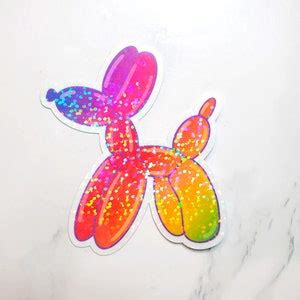 Rainbow Glitter Balloon Dog Sticker Holographic Glitter - Etsy