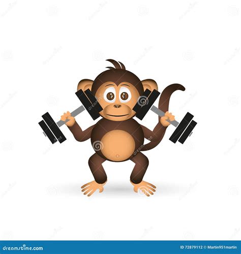 Cute Chimpanzee in Gym with Dumbbells Sport Little Monkey Eps10 Stock ...