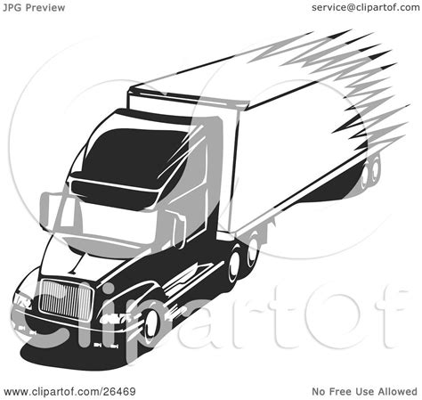 Clipart Illustration of a Speeding Big Rig Truck Driving On The Highway ...