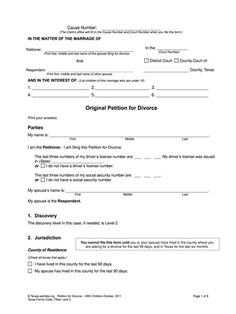 Free Online Printable Divorce Forms - PRINTABLE TEMPLATES