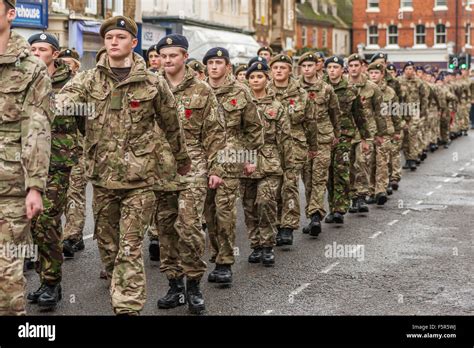 Oakham, Rutland, UK. 8th November 2015. Army Cadet Force marching to ...