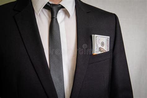 Man in a Suit with Money in Front Pocket Stock Image - Image of ...