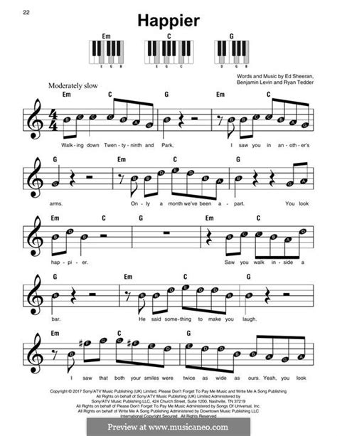 Happier by E. Sheeran, B. Levin, R.B. Tedder - sheet music on MusicaNeo