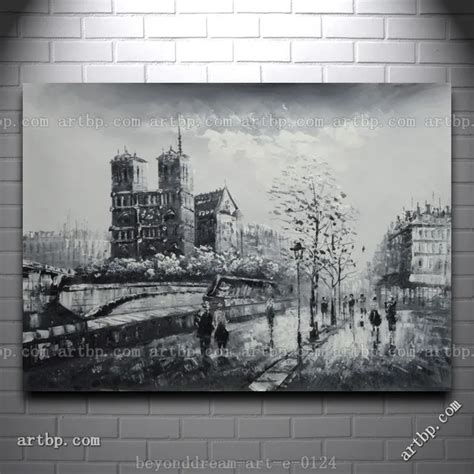 Black White Paris Street Scene Oil Painting Impressionism Black White ...