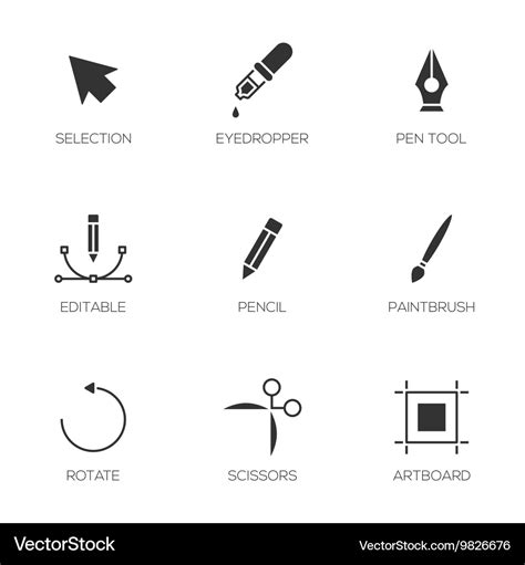 Graphic designer tools icons Royalty Free Vector Image