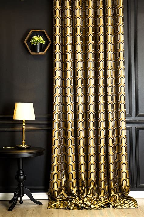 Gold Black Blue Gray Curtains for Livingroom Bedroom Luxury | Etsy