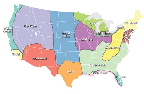 Regions of United States Map - united states • mappery