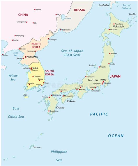 Japan Korea Map Stock Illustration - Image: 48492252