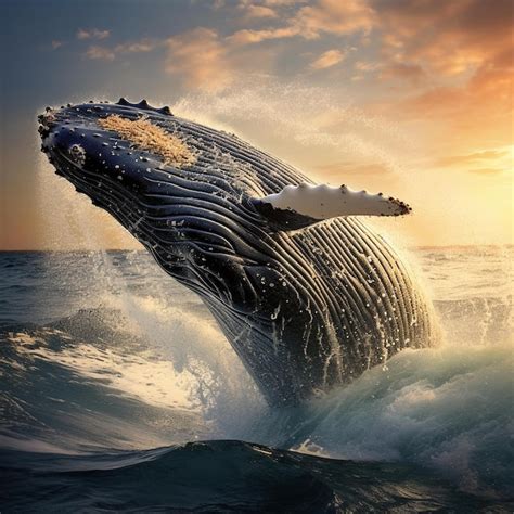 Premium Photo | Whale Jumping Out Of The Water At Sunset