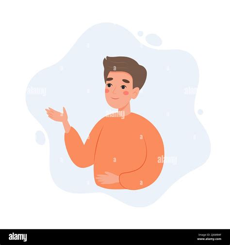 Man explaining, presenting or showing something. Cute character, vector ...