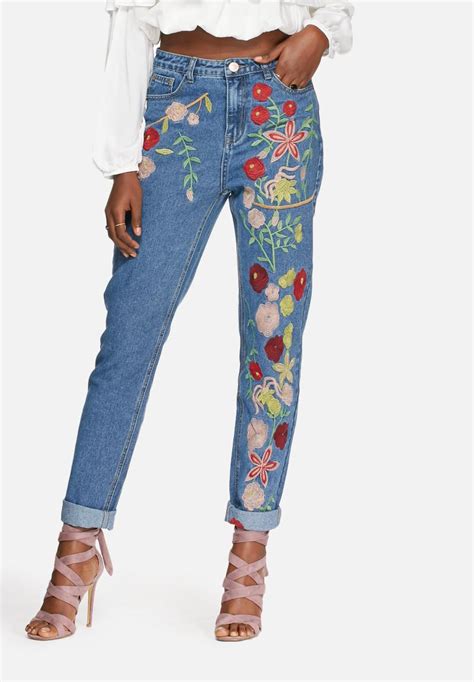 Flower embroidered jeans - mid blue Glamorous Jeans | Superbalist.com