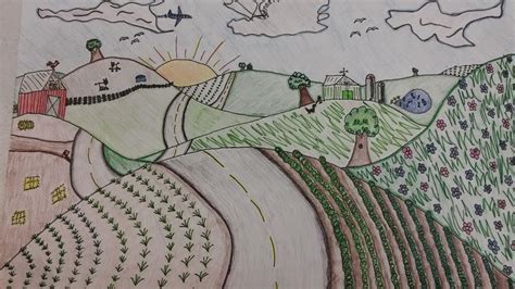 Farm Landscape Drawing at GetDrawings | Free download