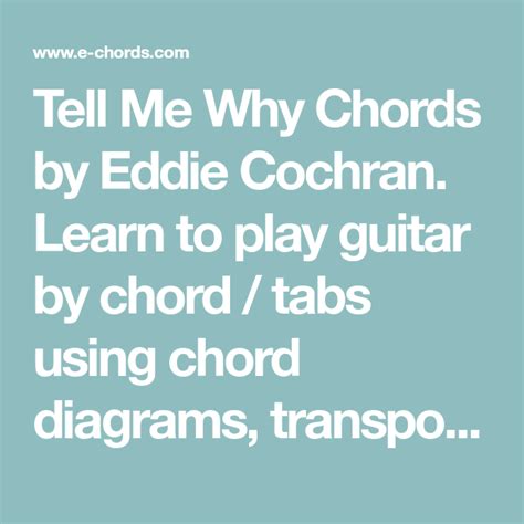 Tell Me Why Chords by Eddie Cochran. Learn to play guitar by chord ...