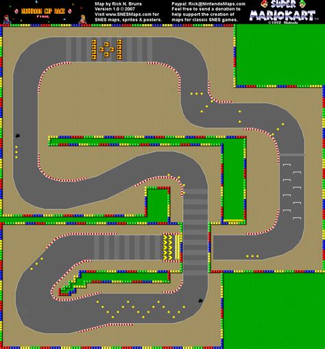 Super Mario Kart - Mario Circuit 2 Map - SNES Super Nintendo | Mario kart