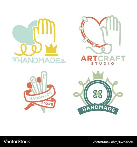 Art and handmade craft logo templates flat set Vector Image