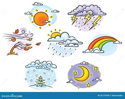 Cartoon Weather Set Vector Illustration | CartoonDealer.com #52779338