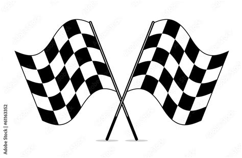 vector black and white crossed racing checkered flags clipart Stock ...