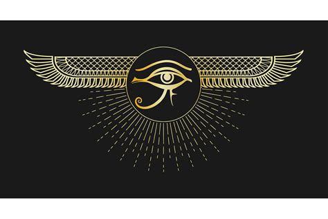 Ancient Egyptian Symbol Eye of Horus Emblem on Black Background By ...