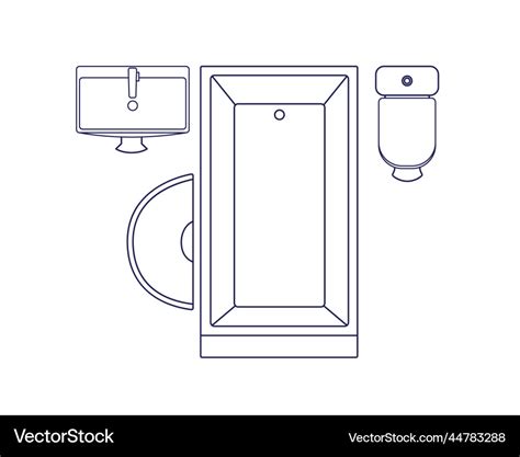 Bathroom interior top view overhead bath tub Vector Image