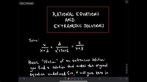 Rational Equations and Extraneous Solutions - YouTube